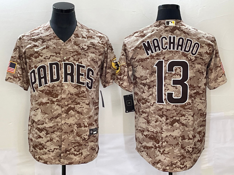 Men's San Diego Padres Manny Machado #13 Camo USMC Alternate Jersey